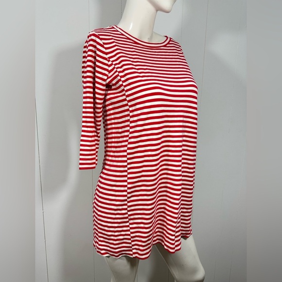 J Crew Womens Red & White Tunic Mini Dress Stretch 3/4 Sleeve Style 7659 - Picture 2 of 8